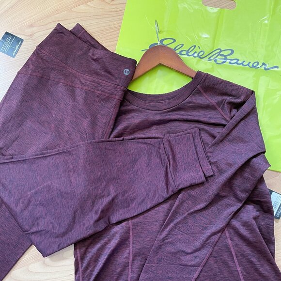Firm. Eddie Bauer Hyperlayer XL Set, Pant &Top Burgundy. Athletics Yoga Pilates - Picture 1 of 16